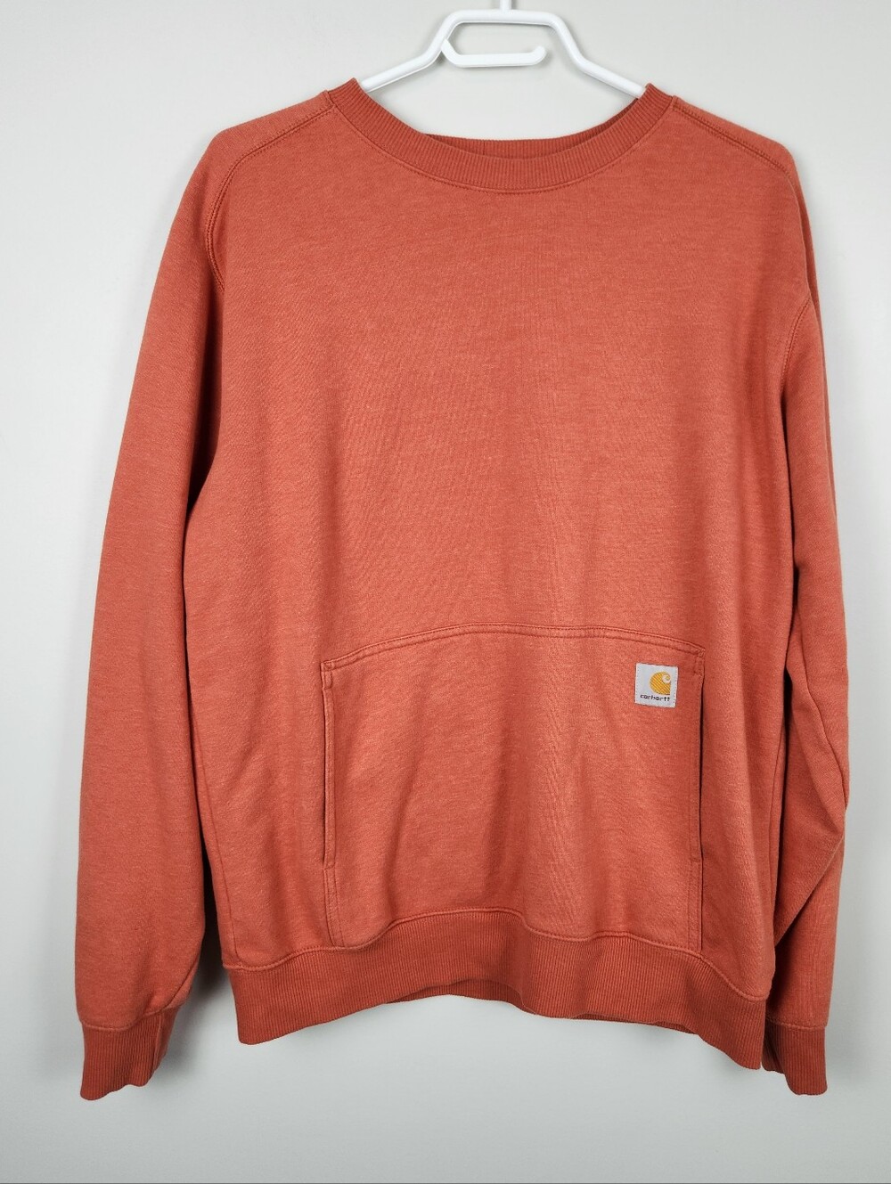 Carhartt Relaxed Fit Men's Orange Crew Neck Sweatshirt Baggy Oversized Size Med